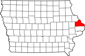 Map of Iowa highlighting Jackson County