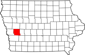 Map of Iowa highlighting Shelby County