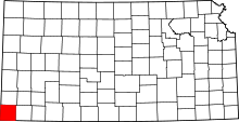 Map of Kansas highlighting Morton County
