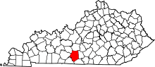State map highlighting Barren County
