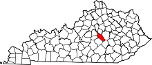 State map highlighting Garrard County