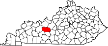 Map of Kentucky highlighting Grayson County