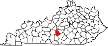 Map of Kentucky highlighting Green County