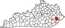 State map highlighting Knott County