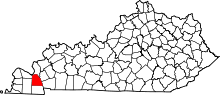Map of Kentucky highlighting Marshall County