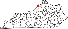 State map highlighting Trimble County