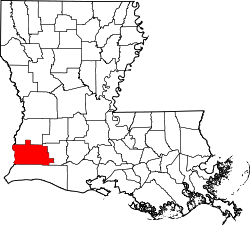 Map of Louisiana highlighting Calcasieu Parish