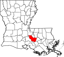 Map of Louisiana highlighting Iberville Parish