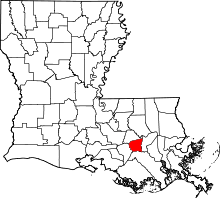 Map of Louisiana highlighting Saint James Parish