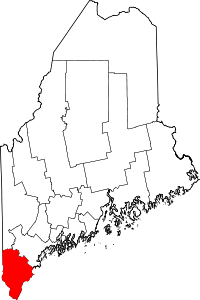 Map of Maine highlighting York County