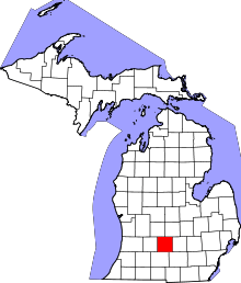 Map of Michigan highlighting Eaton County