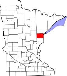 State map highlighting Carlton County