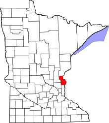 State map highlighting Chisago County