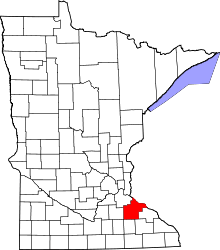 Map of Minnesota highlighting Goodhue County