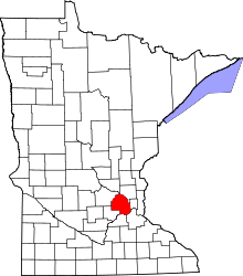 State map highlighting Hennepin County