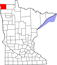 Map of Minnesota highlighting Kittson County