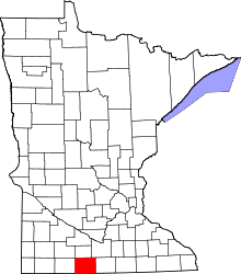 Map of Minnesota highlighting Martin County