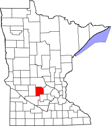 Map of Minnesota highlighting Meeker County