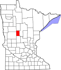 Map of Minnesota highlighting Wadena County