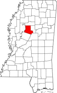 Map of Mississippi highlighting Carroll County