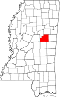 Map of Mississippi highlighting Winston County