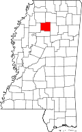 Map of Mississippi highlighting Yalobusha County