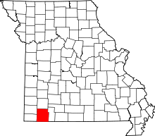 Map of Missouri highlighting Barry County