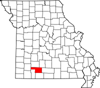 Map of Missouri highlighting Christian County