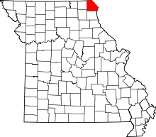 Map of Missouri highlighting Clark County