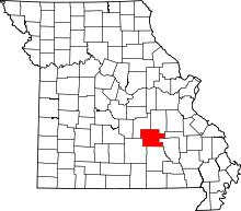A state map highlighting Dent County in the southeastern part of the state.
