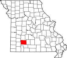 Map of Missouri highlighting Greene County