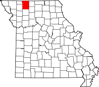 Map of Missouri highlighting Harrison County