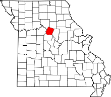 Map of Missouri highlighting Howard County