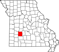Map of Missouri highlighting Polk County