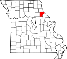 Map of Missouri highlighting Ralls County