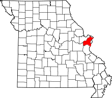 Map of Missouri highlighting Saint Louis County