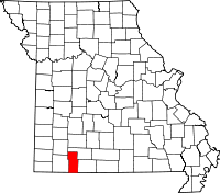 Map of Missouri highlighting Stone County