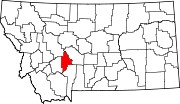 State map highlighting Broadwater County