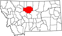 Map of Montana highlighting Chouteau County