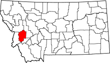 Map of Montana highlighting Granite County