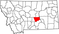 Map of Montana highlighting Musselshell County