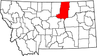 Map of Montana highlighting Phillips County