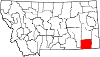 State map highlighting Powder River County