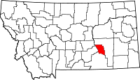 State map highlighting Treasure County