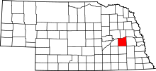 Map of Nebraska highlighting Butler County