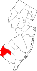 Map of New Jersey highlighting Salem County