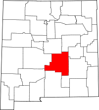 Map of New Mexico highlighting Lincoln County