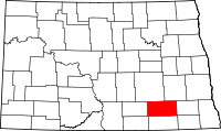 Map of North Dakota highlighting LaMoure County