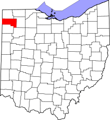 State map highlighting Defiance County
