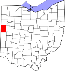 Map of Ohio highlighting Mercer County